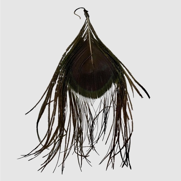 Peacock Feather Earring Blue & Green Approximately 5” Long ONLY ONE EARRING - Picture 10 of 12